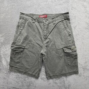 Unionbay Shorts Mens Measured 34x10 Green Cargo Canvas Stretch Pockets